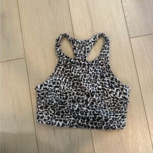 Outdoor Voices Leopard Print Racerback Crop - Black & White